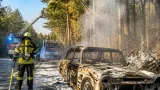 Auto in Flammen: Feuerwehr verhindert Ausbreitung auf Waldstück in Stegersbach