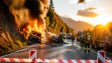Frontalzusammenstoß auf B33: Mehrere teils schwer Verletzte, Fahrzeugbrand greift auf Vegetation über