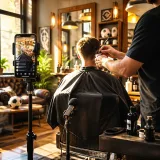HSV-Kapitän Yussuf Poulsen gibt Interview während Haarschnitt im Barbershop