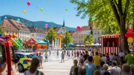 Bunter Familiennachmittag am Zeltweger Hauptplatz: Spiele, Hüpfburgen und Kasperl um 16 Uhr