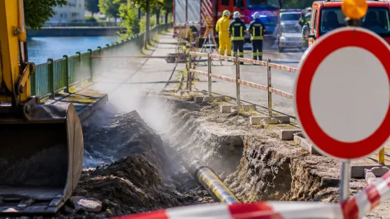 Gasleitung bei Baustelle in Kapfenberg beschädigt – Evakuierung und Sperre der B20