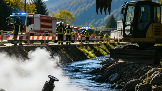 Großeinsatz nach Beschädigung einer Gasleitung in Kapfenberg