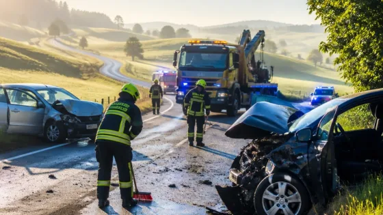 Missglücktes Überholmanöver auf L554: Zwei Verletzte, Straße vorübergehend gesperrt
