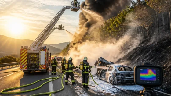 Pkw-Brand auf S36 bei Zeltweg: Feuer griff kurz auf Wald über, Einsatz mehrerer Feuerwehren