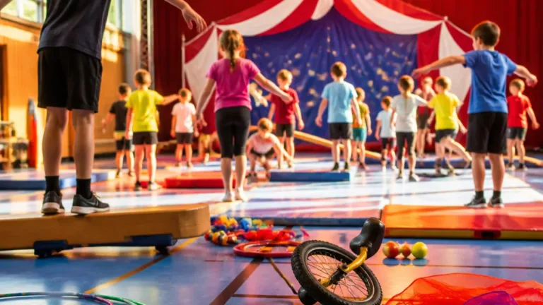 25 Kinder üben Jonglage, Akrobatik und Einrad in Horns Zirkuswoche