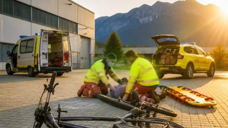 Älterer Radfahrer stürzt auf Firmengelände in Hall in Tirol – schwere Schulterverletzung