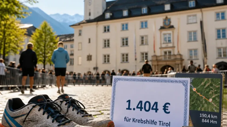 Ausdauerlauf bringt Kufstein Spende: 190 Kilometer von St. Anton bis zum Rathaus