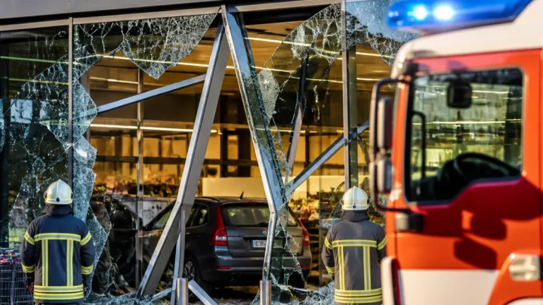Auto durchbricht Glasfront: Supermarkt in Leonding schwer beschädigt, niemand verletzt