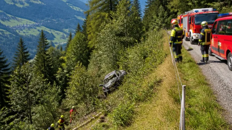 Autounfall in Rangersdorf: Ein Mann stirbt nach Absturz von Güterweg