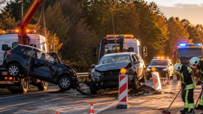 B50 bei Steinbrückl vorübergehend gesperrt: Zwei Pkw geborgen, niemand verletzt