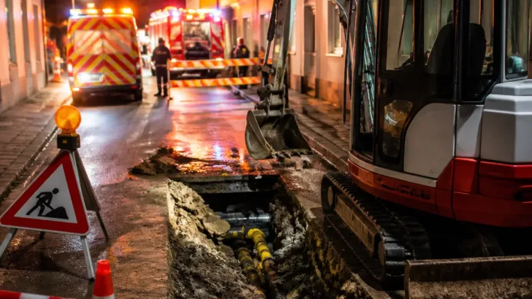 Bagger beschädigt Gasleitung in Dornbirn: Abendlicher Einsatz in Sandgasse