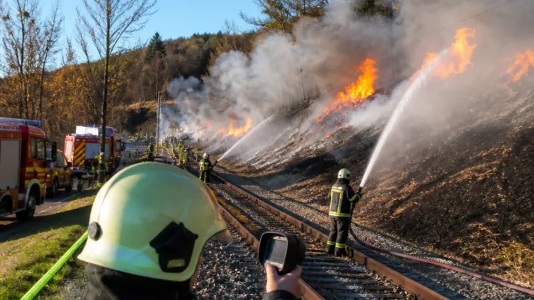 Bahndammbrände bei Windigsteig: Feuerwehren aus dem Bezirk bekämpfen mehrere Brandstellen