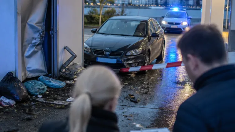 Betrunkener Lenker rammt Müllraum bei Gmundner Tankstelle und flüchtet