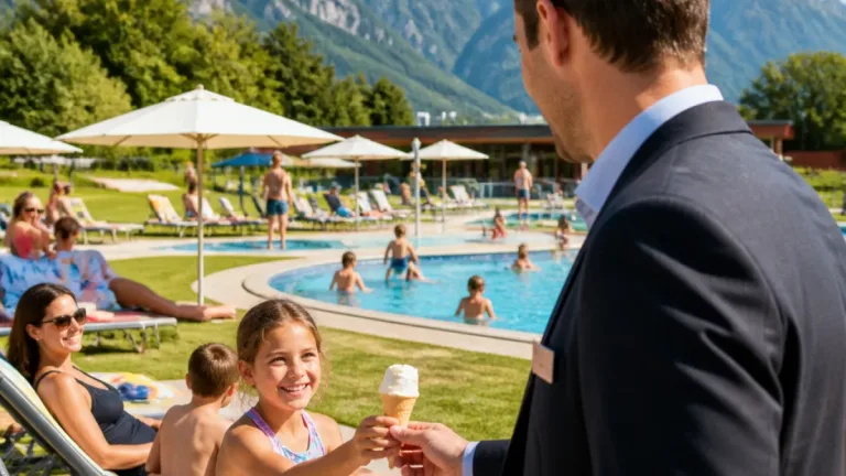 Bürgermeister Simon Tschann sucht das Gespräch im Val Blu und lädt auf ein Eis
