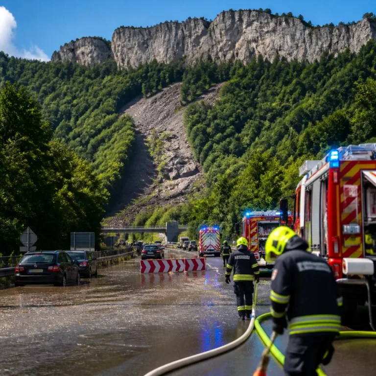 Heftige Unwetter bei Wiener Neustadt: A2 überflutet, 65 Einsatzstellen für Feuerwehren