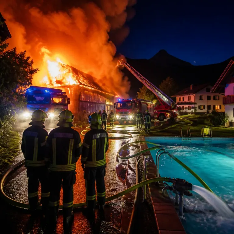 Wirtschaftsgebäude in Obermillstatt in Vollbrand: Elf Feuerwehren kämpfen gegen Ausbreitung