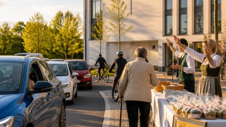 Drive‑in‑Segnung in Klagenfurt: Segen für Autos, E‑Bikes und sogar Gehstöcke