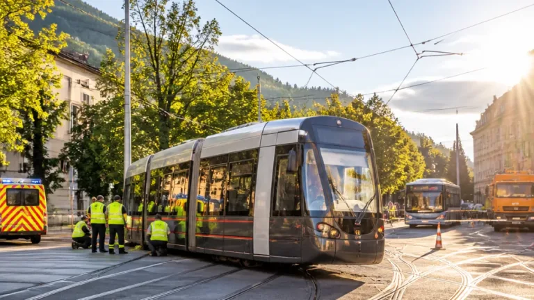 Entgleisung in der Innenstadt: Straßenbahn blockiert Kreuzung in Innsbruck