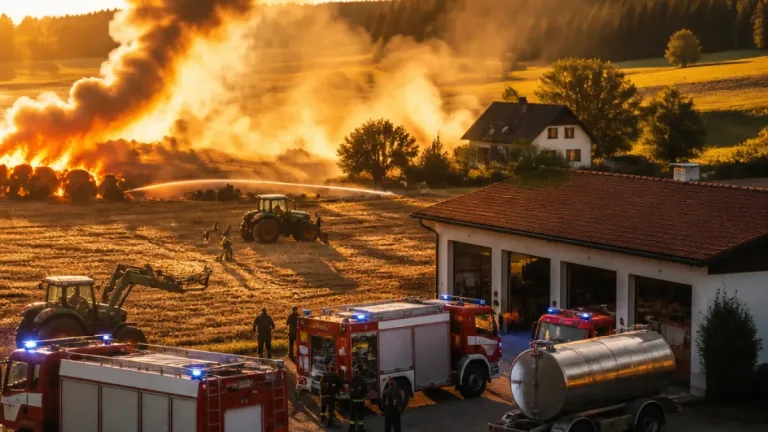 Feldbrand bei Thomasberg: Feuer fast am Feuerwehrhaus, rasche Eindämmung verhindert Schlimmeres