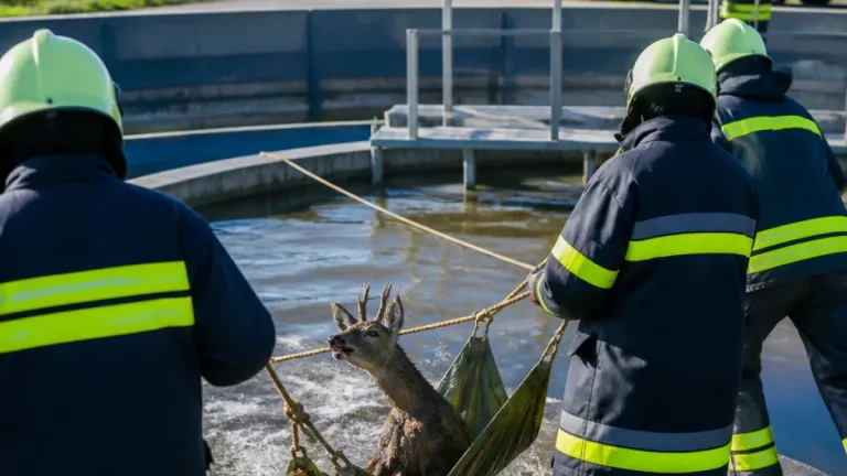Feuerwehr Bad Fischau befreit Rehbock aus Klärbecken