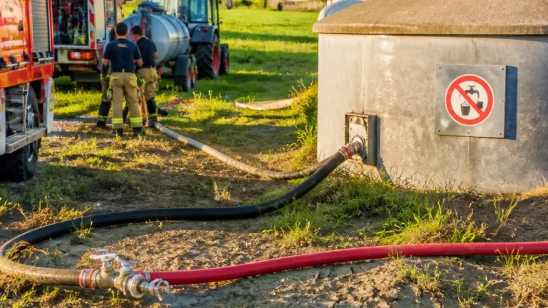 Feuerwehr füllt Wasserbehälter nach Trockenheit in Matschach auf