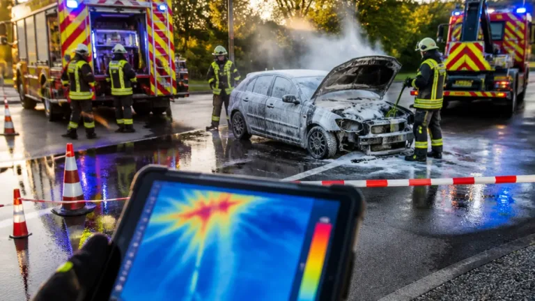 Feuerwehr löscht Pkw-Brand an der Höbersbrunner Kreuzung — Insassen unverletzt