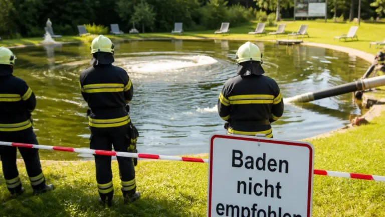 Feuerwehr Schrems mischt Moorbadwasser: Stadt rät bis auf Weiteres vom Schwimmen ab