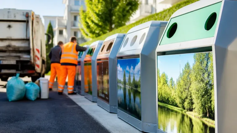 Glascontainer im Bezirk Grieskirchen neu beklebt und Standplätze gereinigt