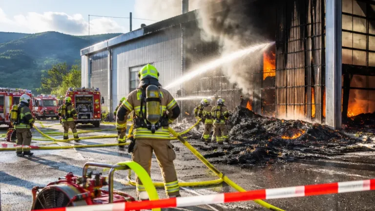 Großbrand bei Holzbetrieb in Leoben nach Heißarbeiten — erheblicher Sachschaden