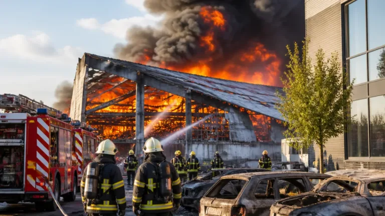 Großbrand in Holzbaubetrieb verursacht Millionenschaden und starke Rauchentwicklung