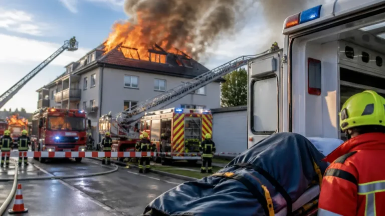 Großbrand in Mehrparteienhaus in Kematen an der Ybbs: B121 gesperrt, rund 120 Einsatzkräfte vor Ort