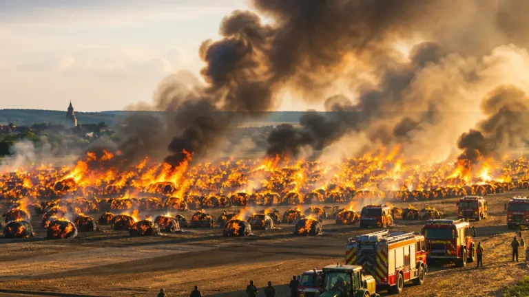 Großbrand in St. Leon‑Rot: Feuerwehr stellt Löscharbeiten ein, über 800 Heuballen betroffen