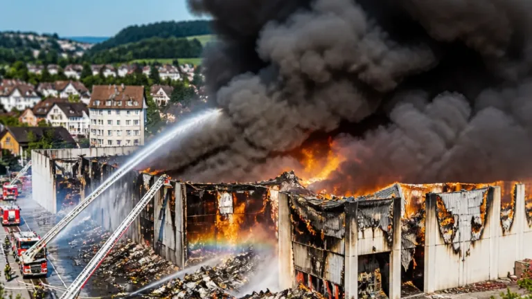 Großbrand in Steyr-Gleink: Halle stark beschädigt, Anrainer sollen Fenster schließen