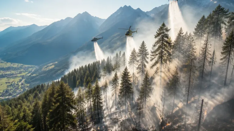 Großbrand in Wildermieming: Einsatz läuft weiter, Gelände bleibt schwierig