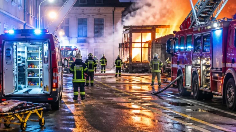 Großeinsatz in Neusiedl: Holzzubau eines Tanzcafés in Vollbrand – eine Person ins Spital