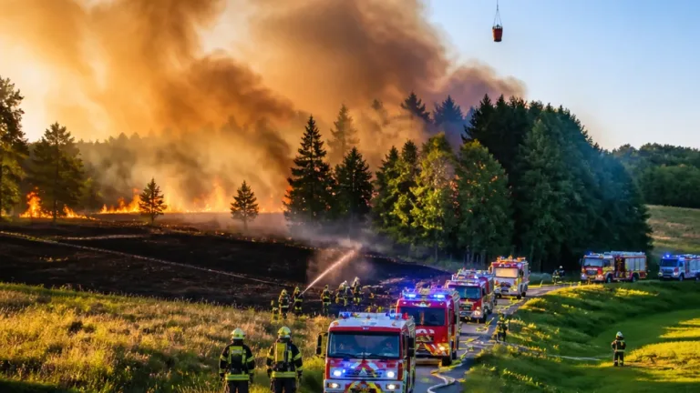 Großeinsatz in Tragwein: 16 Feuerwehren und Polizeihubschrauber bekämpfen Waldbrand