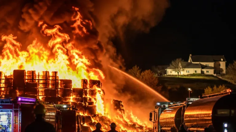 Großeinsatz in Wildendürnbach: Strohlager mit Hunderten Ballen in Vollbrand