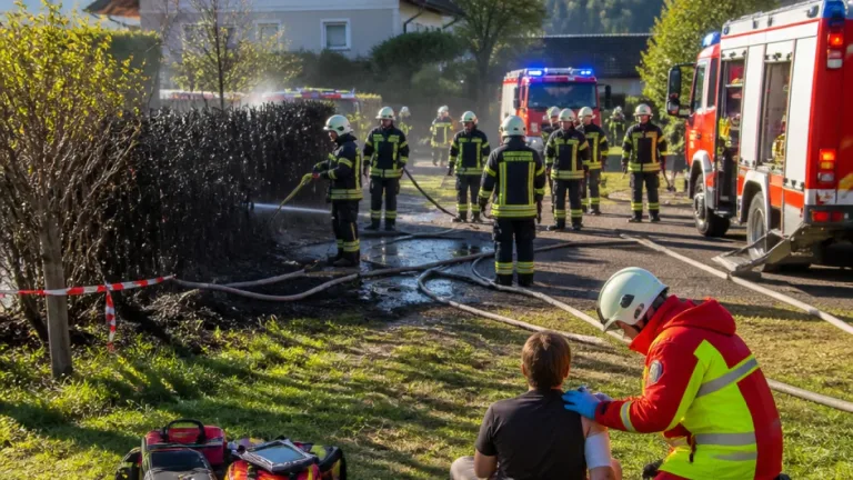 Hecke in Trieben geriet beim Wiesenabbrennen in Brand – Mann verletzt