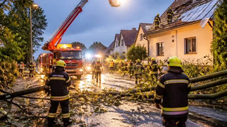 Heftiges Gewitter in Eggersdorf: Dächer beschädigt, Feuerwehren räumen Straßen frei