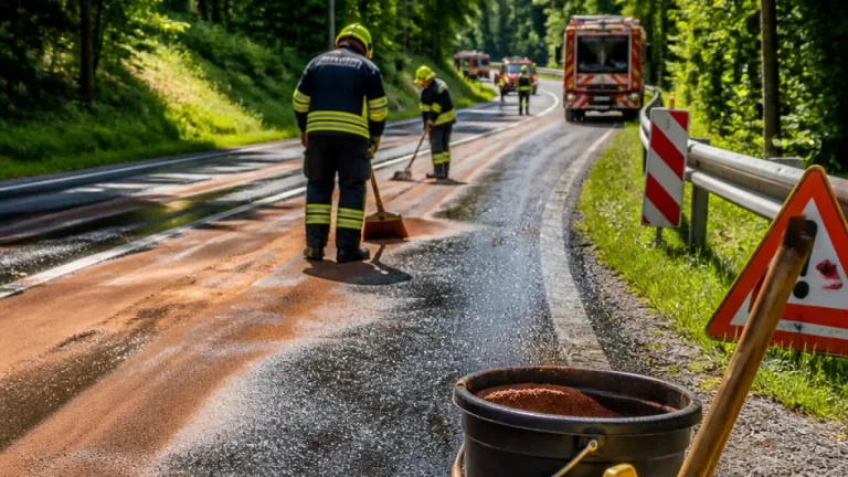 Kilometerlange Ölspur in Waldneukirchen: Drei Feuerwehren bei knapp 40 Grad im Einsatz