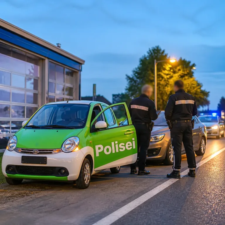 Grün-weißer Wagen mit Aufschrift 'Polisei' gestoppt: Kein Versicherungsschutz, Ermittlungen laufen