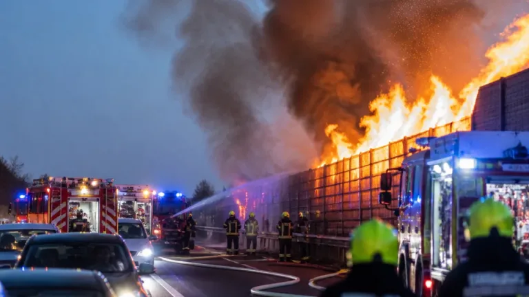 Lärmschutzwand in Flammen: Großeinsatz auf A1 bei St. Florian stoppt Verkehr