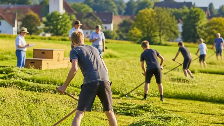 Landesentscheid Sensenmähen in Steinerkirchen: Junge Senser aus Wels-Land ganz vorne