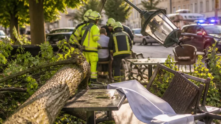 Laterne von umstürzendem Baum getroffen: 74-Jähriger bei Gastgarten-Unfall leicht verletzt