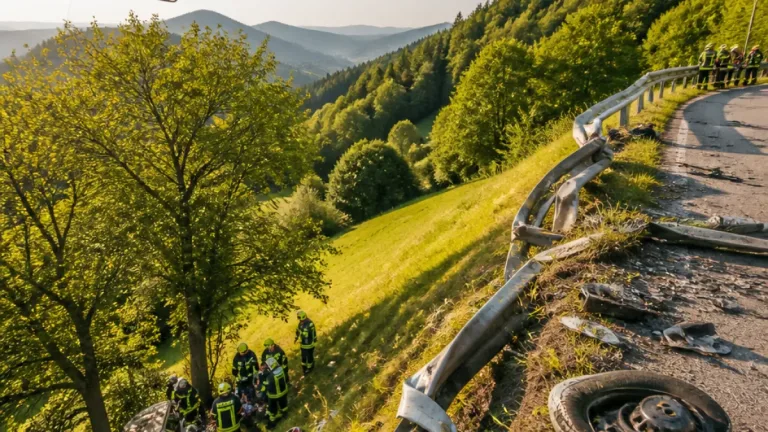 Mann verliert Kontrolle: Pkw stürzt rund 200 Meter Abhang hinab – Rettung mit Hubschrauber