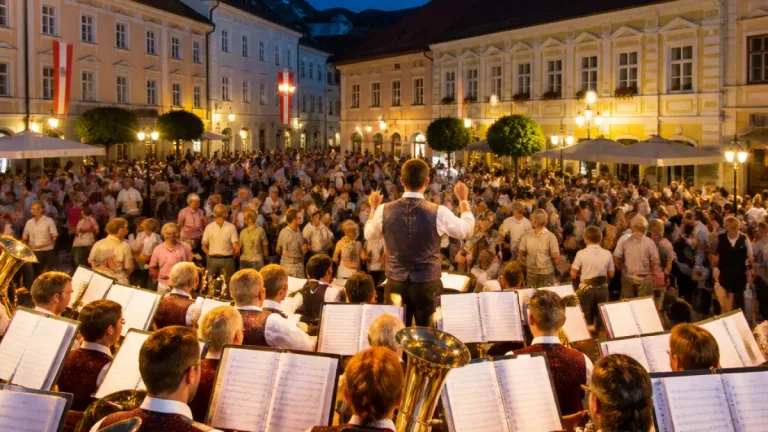 Marktkapelle Aspang zieht Sommerabend-Volk an den Hauptplatz