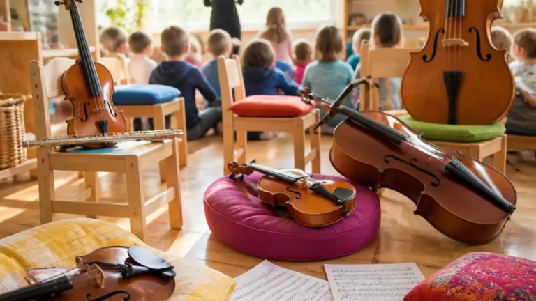 Musiker der Internationalen Musiktage bringen Instrumente in den Kindergarten Piccolo