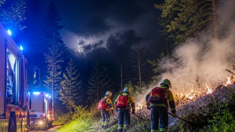 Nach Gewitter: Blitz vermutet — Feuerwehr löscht Waldbrand bei Eisbach-Rein