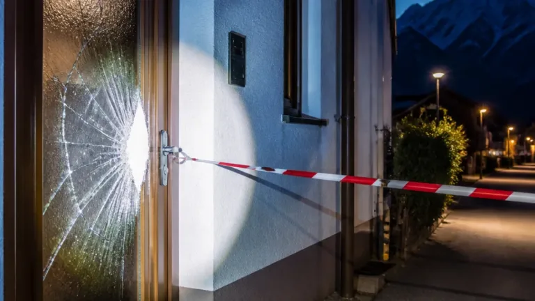 Nächtliche Sachbeschädigung in Reutte: Scheibe einer Haustür eingeschlagen