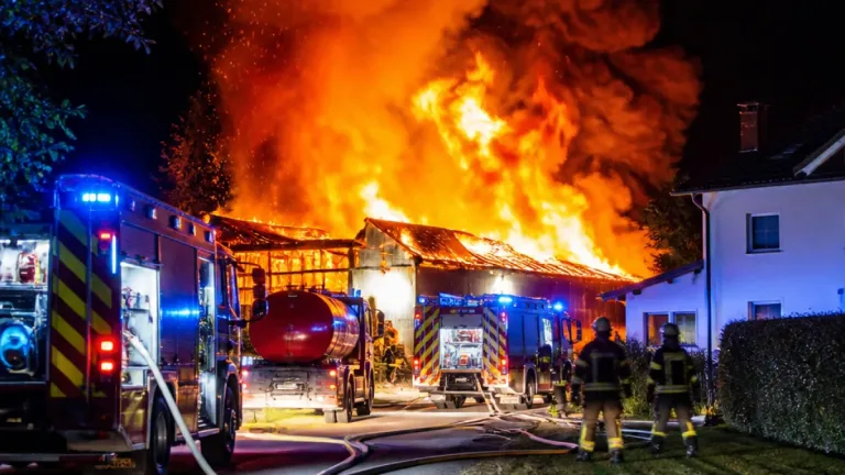 Nächtlicher Wirtschaftsgebäudebrand in St. Marein-Feistritz: Wohnhaus durch Feuerwehreinsatz gerettet
